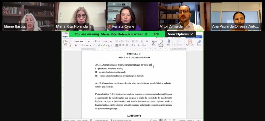 Diretores se reúnem para discutir Regimento Interno da Ouvidoria do IBDFAM